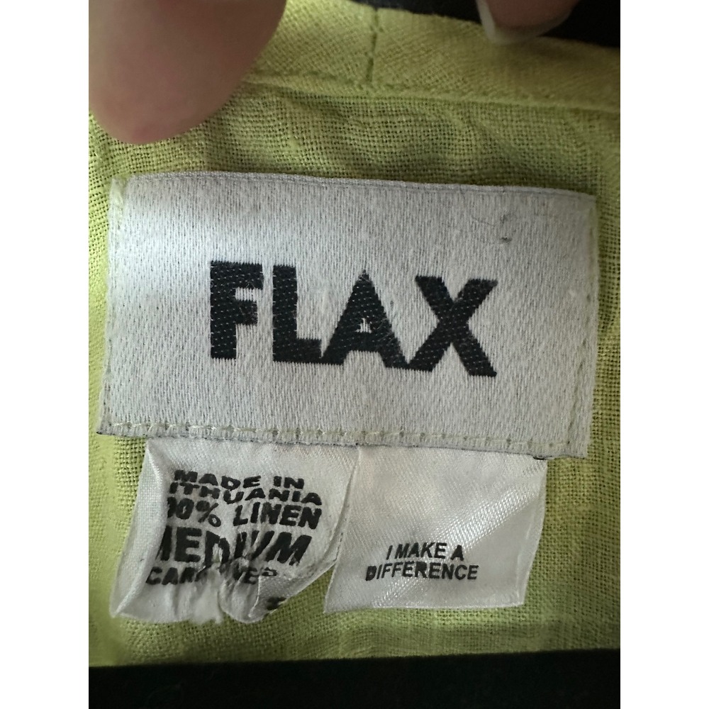 Flax Linen Tank Top Chartreuse Yellow Green Sleeveless Boxy Scoop Neck Medium - Picture 2 of 6